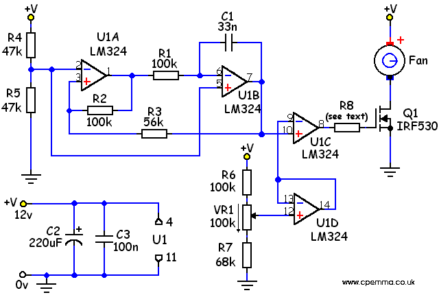 Circuito PWM con amplificadores operacionales LM324
