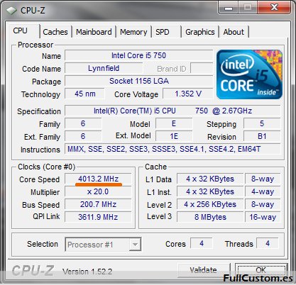 Nuestro Intel i5 750 a 4.01GHz