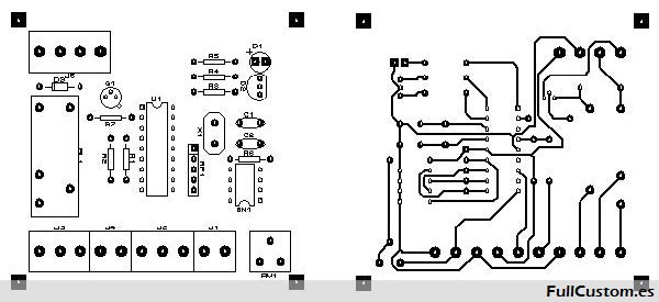 Cara componentes y cara pistas esquema para montar el circuito Senpir